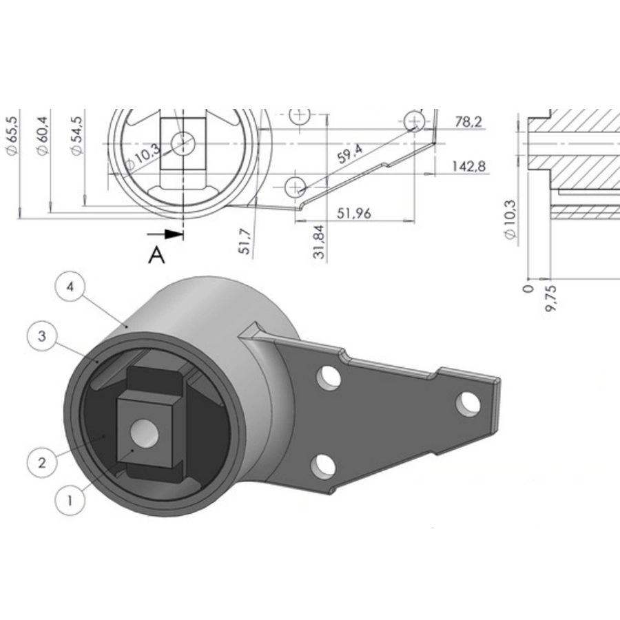 7X0399201 Engine Mount for VW Kombi Flex 06-07